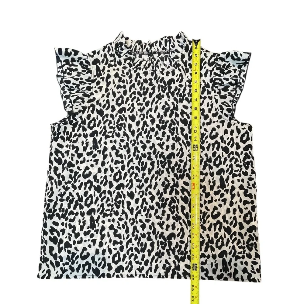 Leopard Print Ruffle Sleeve Top - Picture 7 of 10